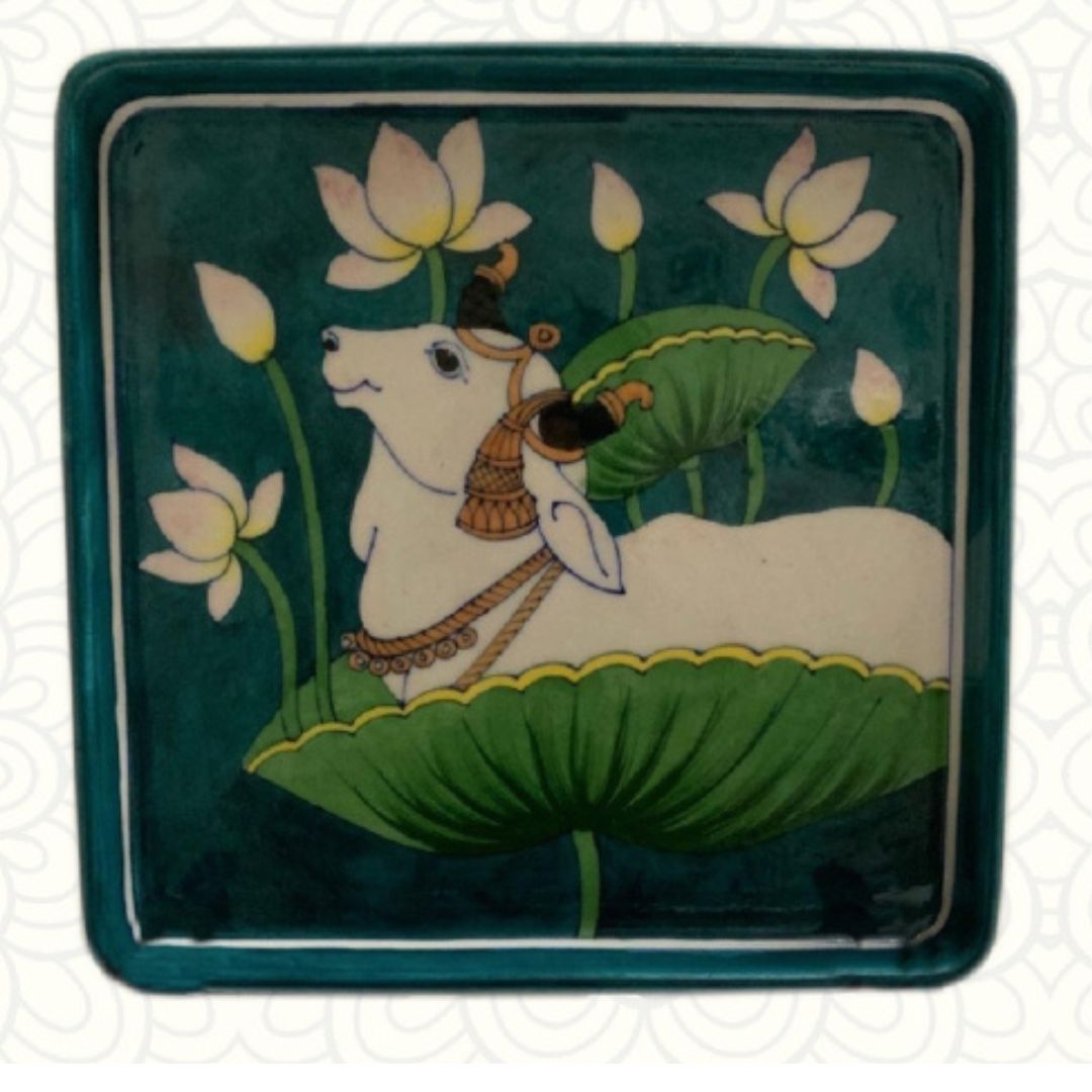 Pichwai Art Work Square Wall Plate