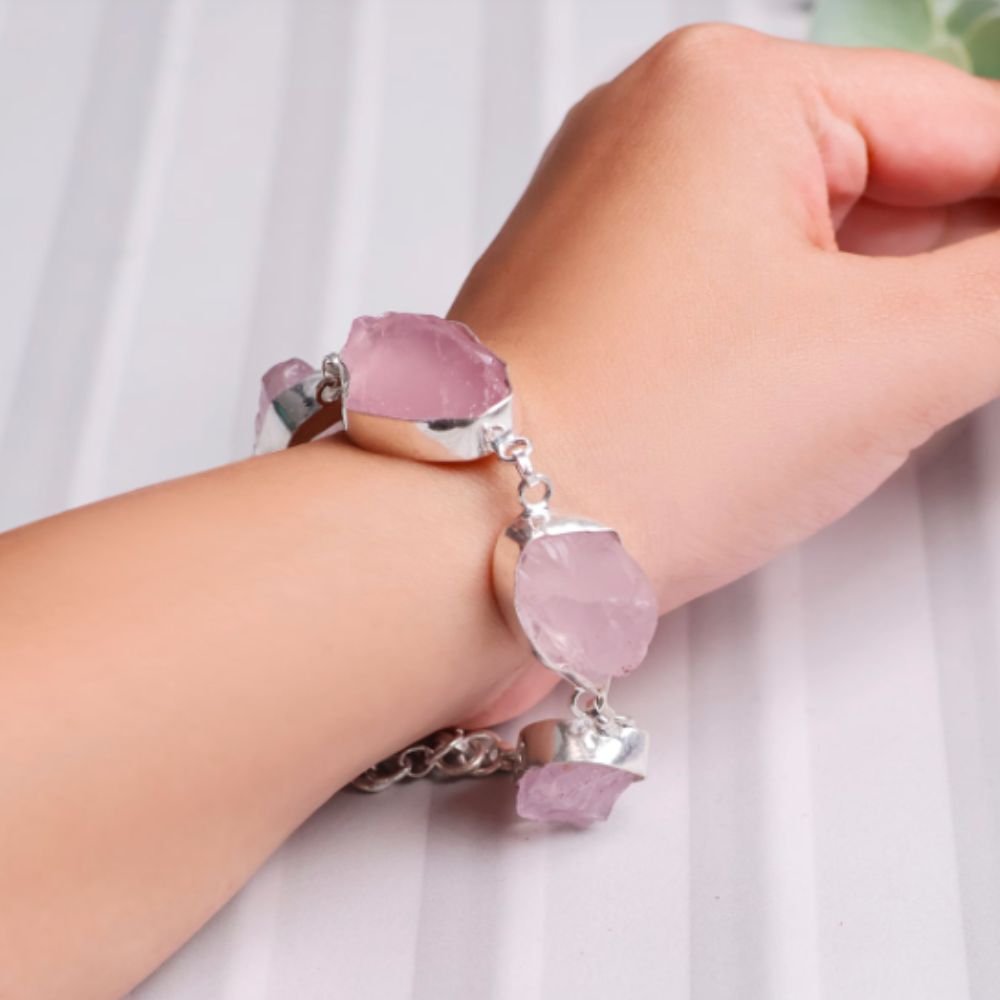 Rose Quartz Raw Bracelet