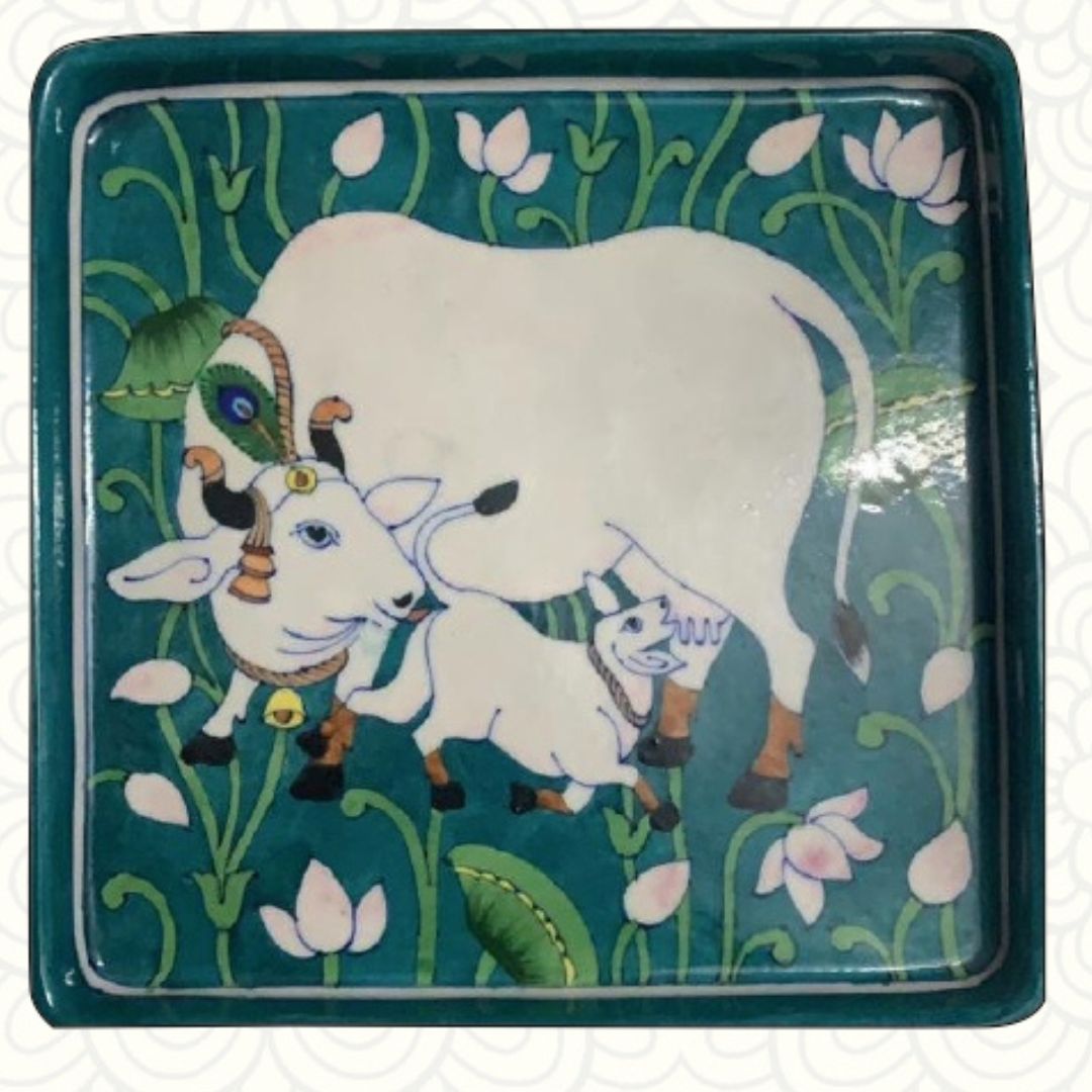 Pichwai Art Work Square Wall Plate