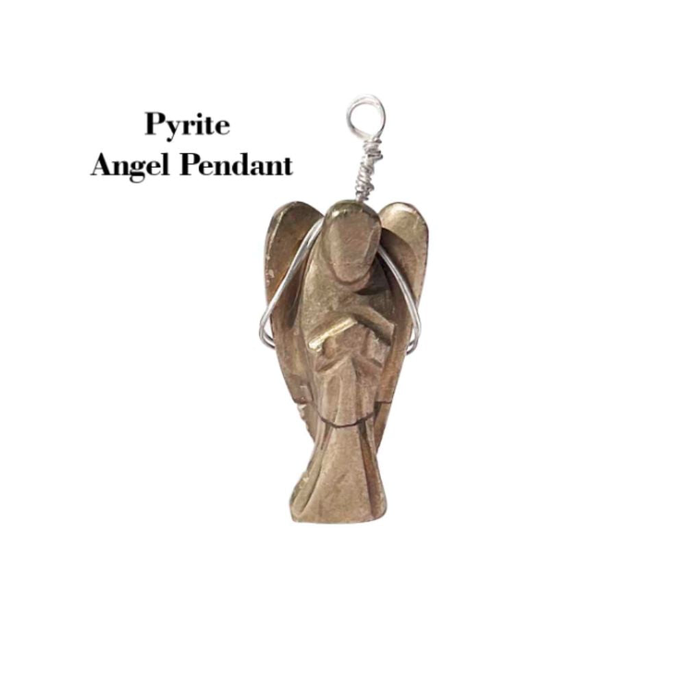 Pyrite Wire-Wrapped Angel Pendant