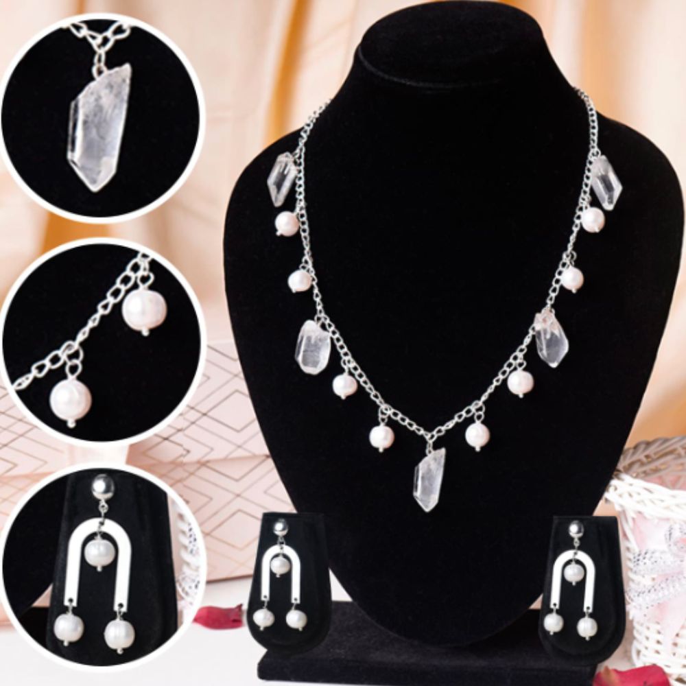 Himalayan Quartz and Mother of Pear Crystal Jewellery Set