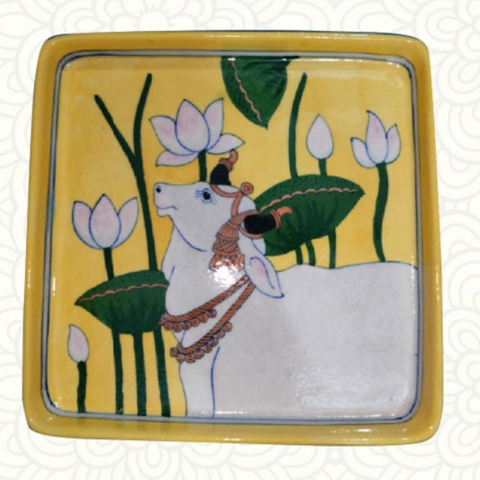 Pichwai Art Work Square Wall Plate