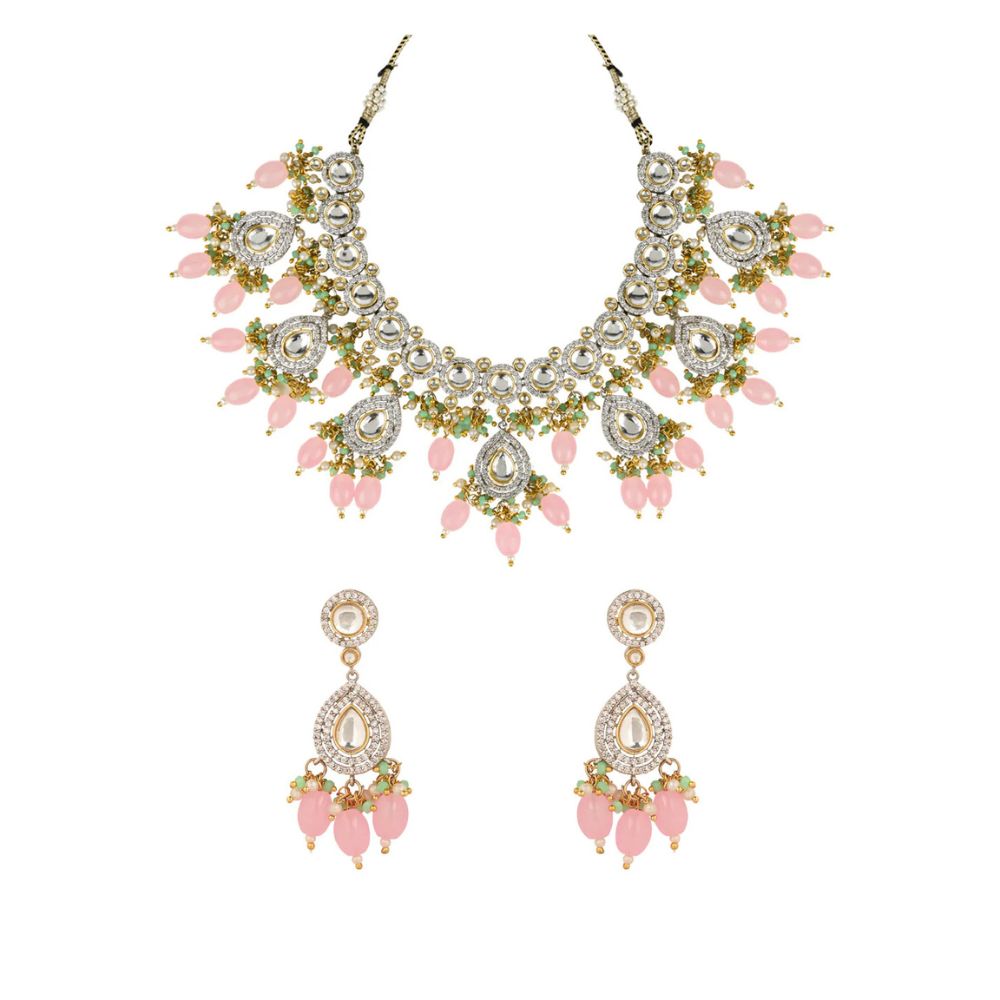 Saanvi Pink Polki Kundan Neckpiece