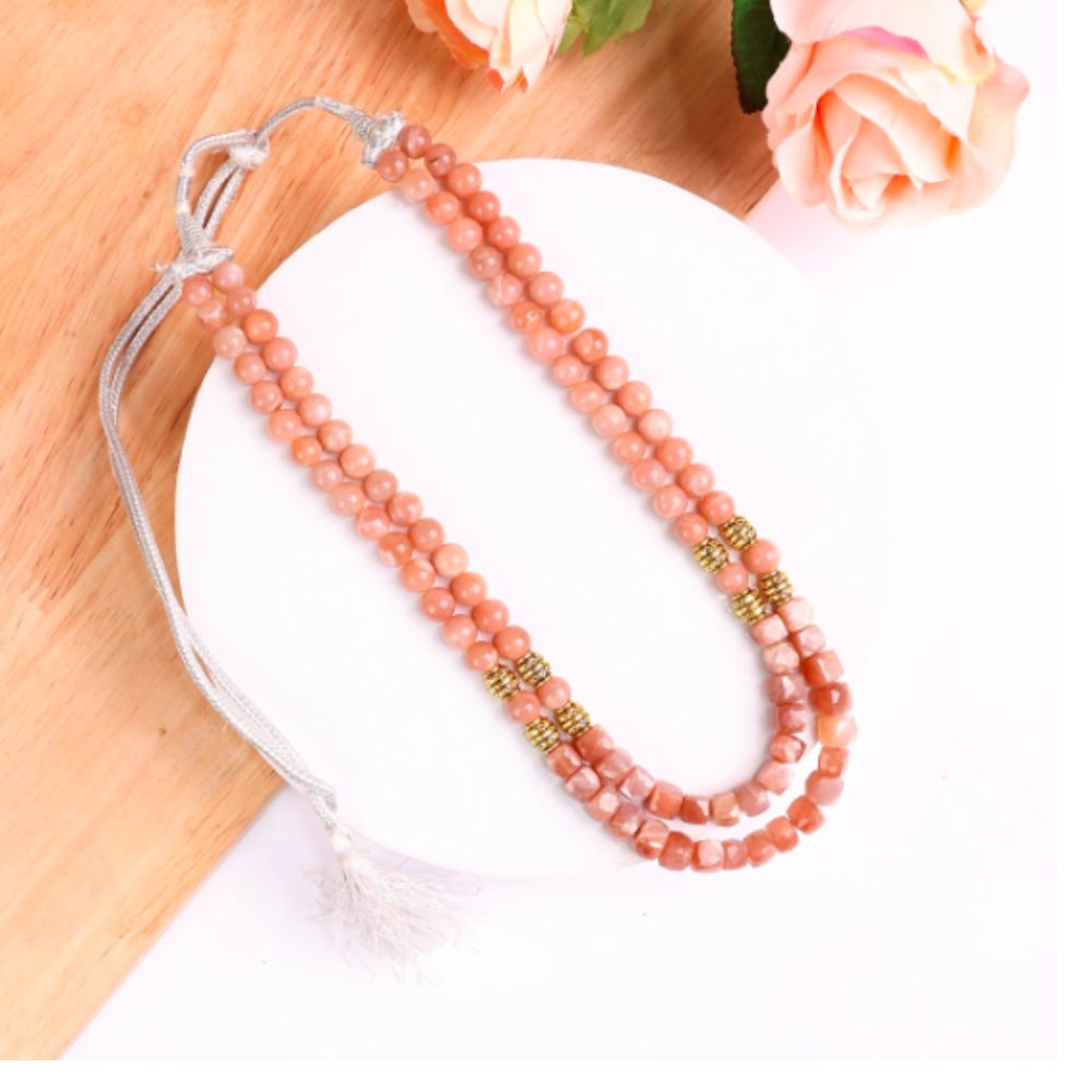 Peach Moonstone Double Layer Necklace