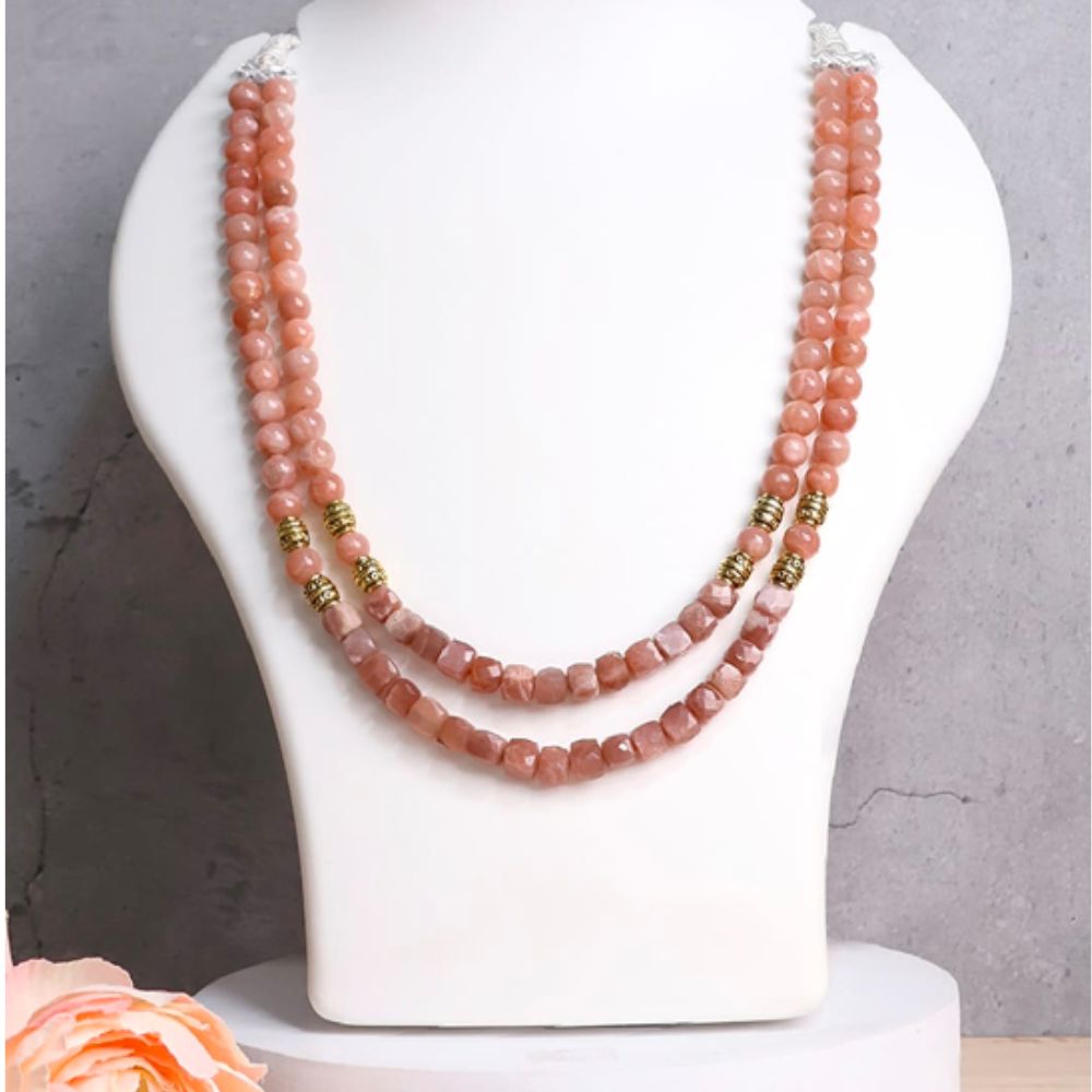 Peach Moonstone Double Layer Necklace