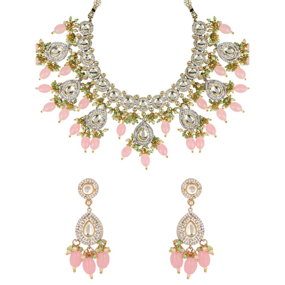 Saanvi Pink Polki Kundan Neckpiece