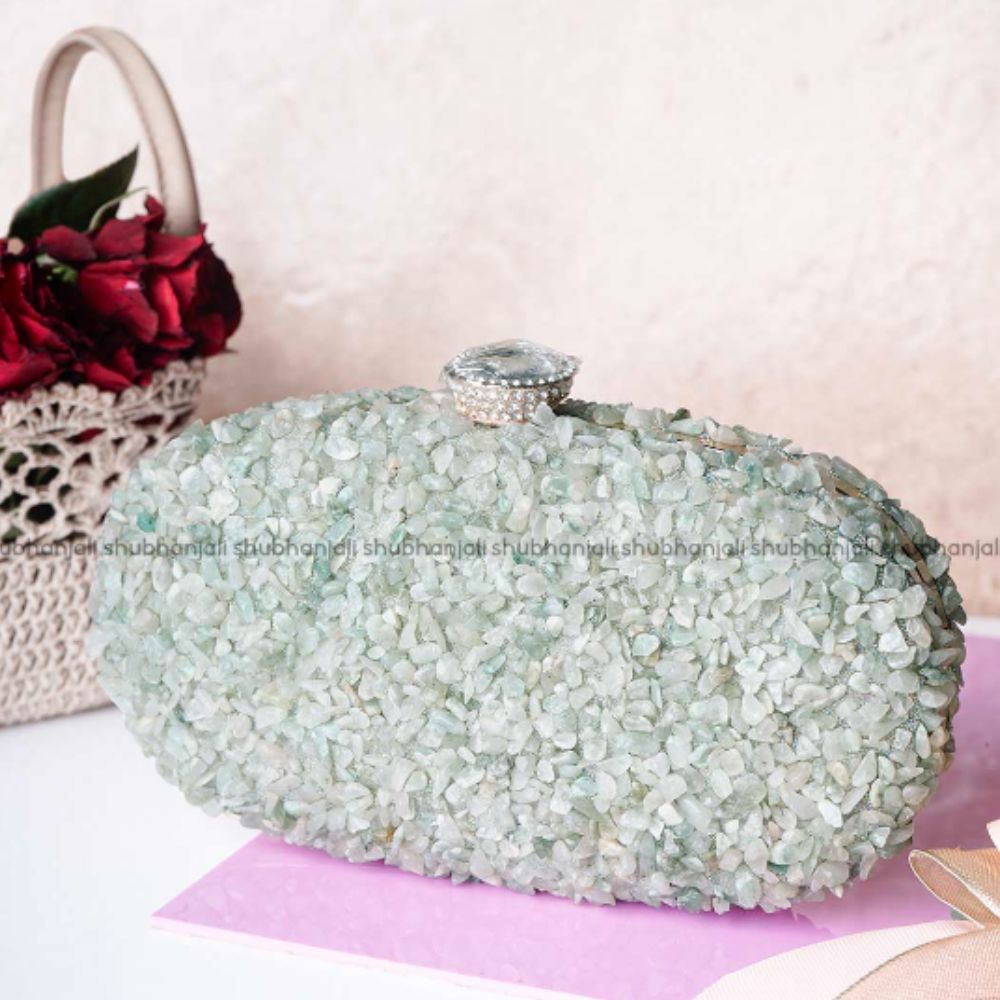 Green Aventurine Chips Stone Clutch (Handbag)