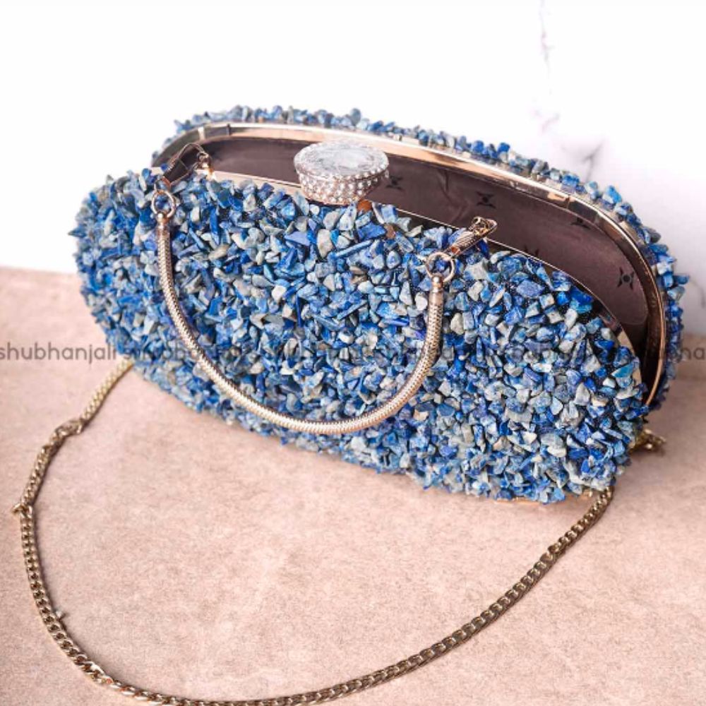 Lapis Lazuli Chips Stone Clutch (Handbag)