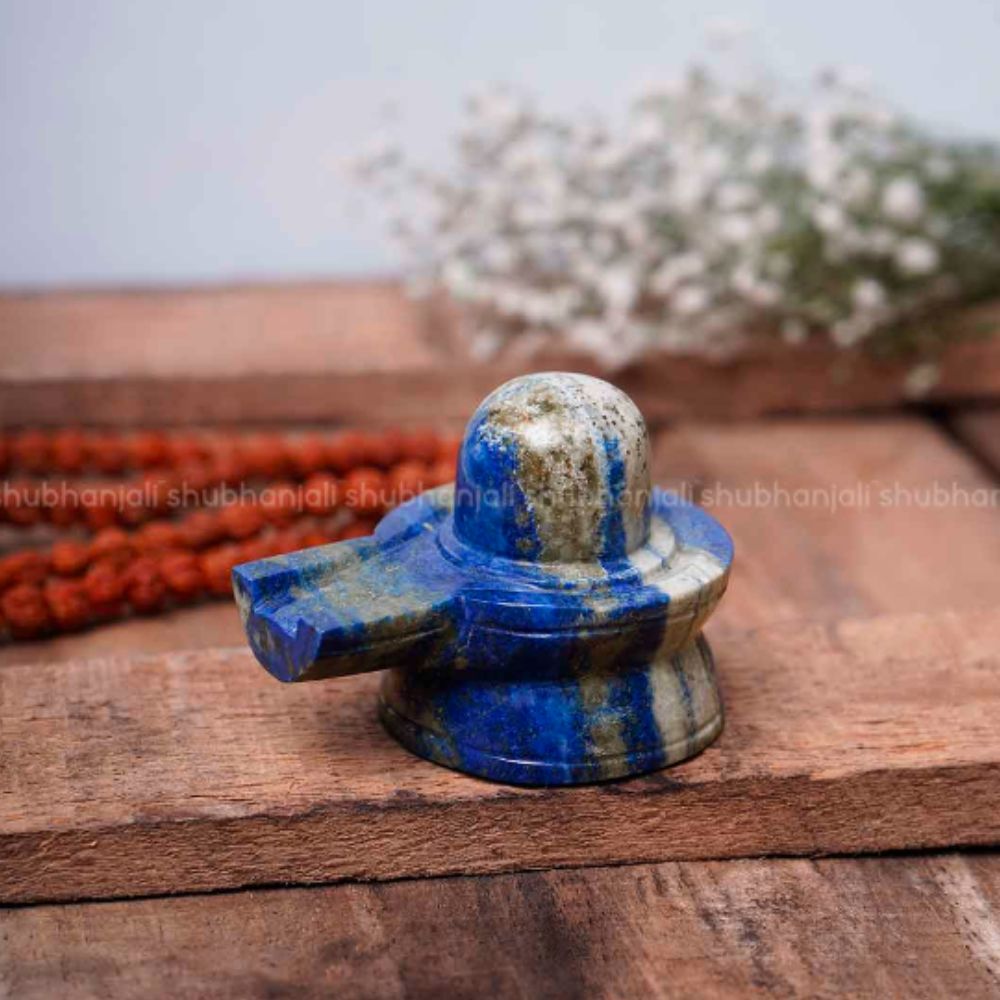 Lapis Lazuli Crystal Shivling, Crystal Idol for Worship, Shiva Lingam