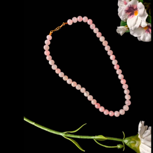 Rose Quartz Crystal Necklace 10mm