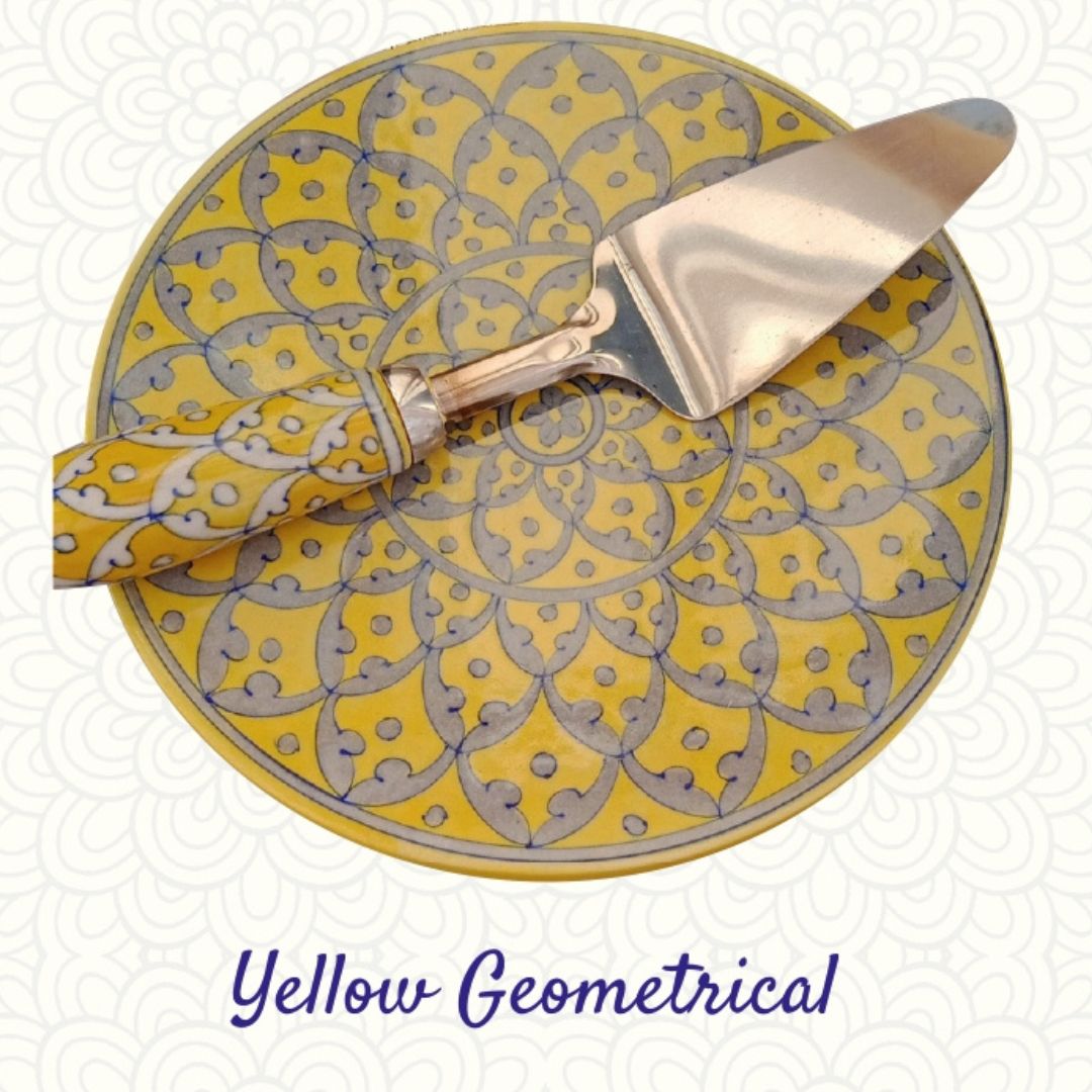 Yellow Geometrical 12" Cake Plates