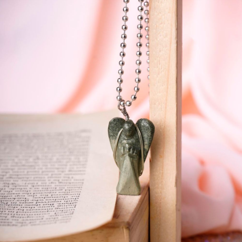 Pyrite Wire-Wrapped Angel Pendant