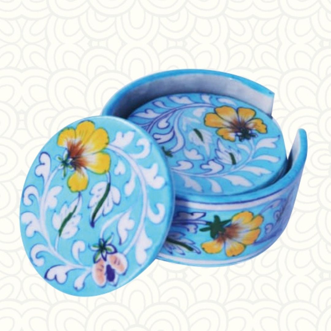 Turquoise Floral  Coasters