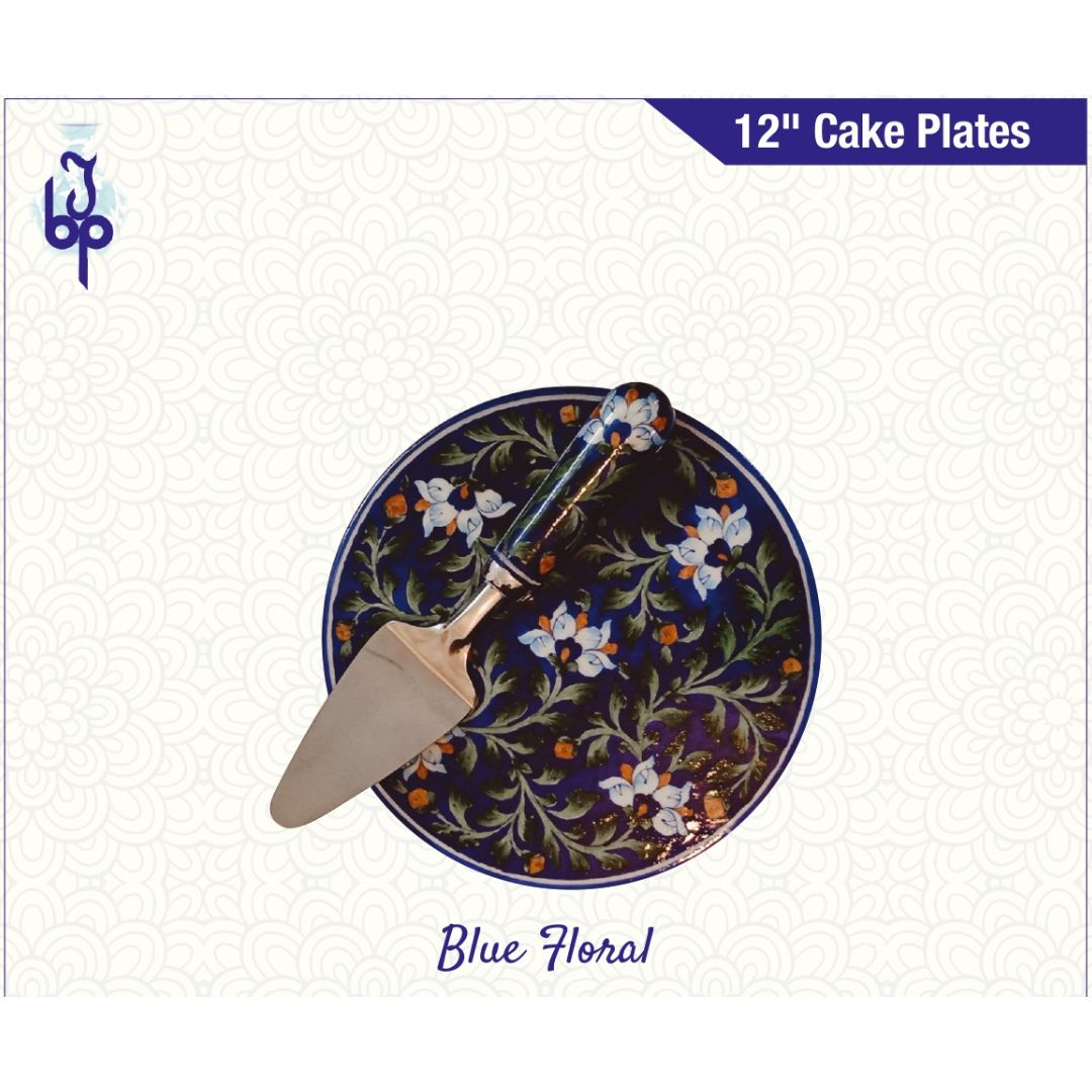 Blue Floral  12" Cake Plates